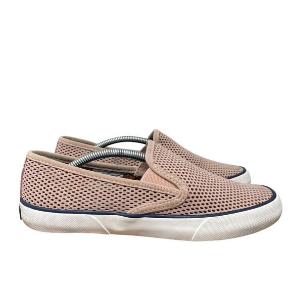 Sperry Sneakers Womens 8 Pink Pier Side Perforated Leather Slip On Boat Shoes - Picture 1 of 16